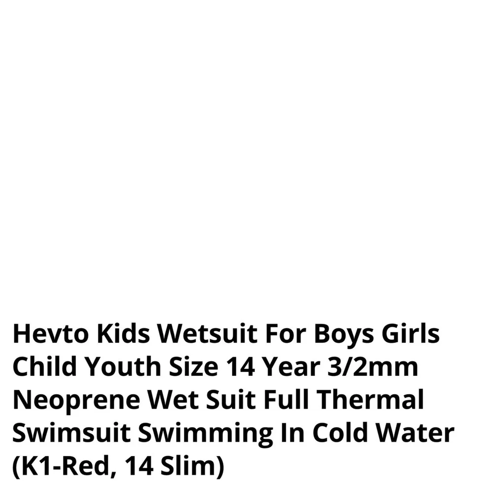 Hevto Wetsuit Kids Youth Unisex Black Red New Full Body Neoprene Thermal Surf